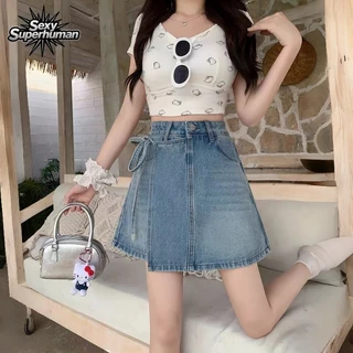 New Arrival! กระโปรงยีนส์สั้นผู้หญิง มีกางเกงซับในสุดปลอดภัย 🎀 โบว์ปรับระดับได้ ไซส์ S-XXL รับประกันคุณภาพ