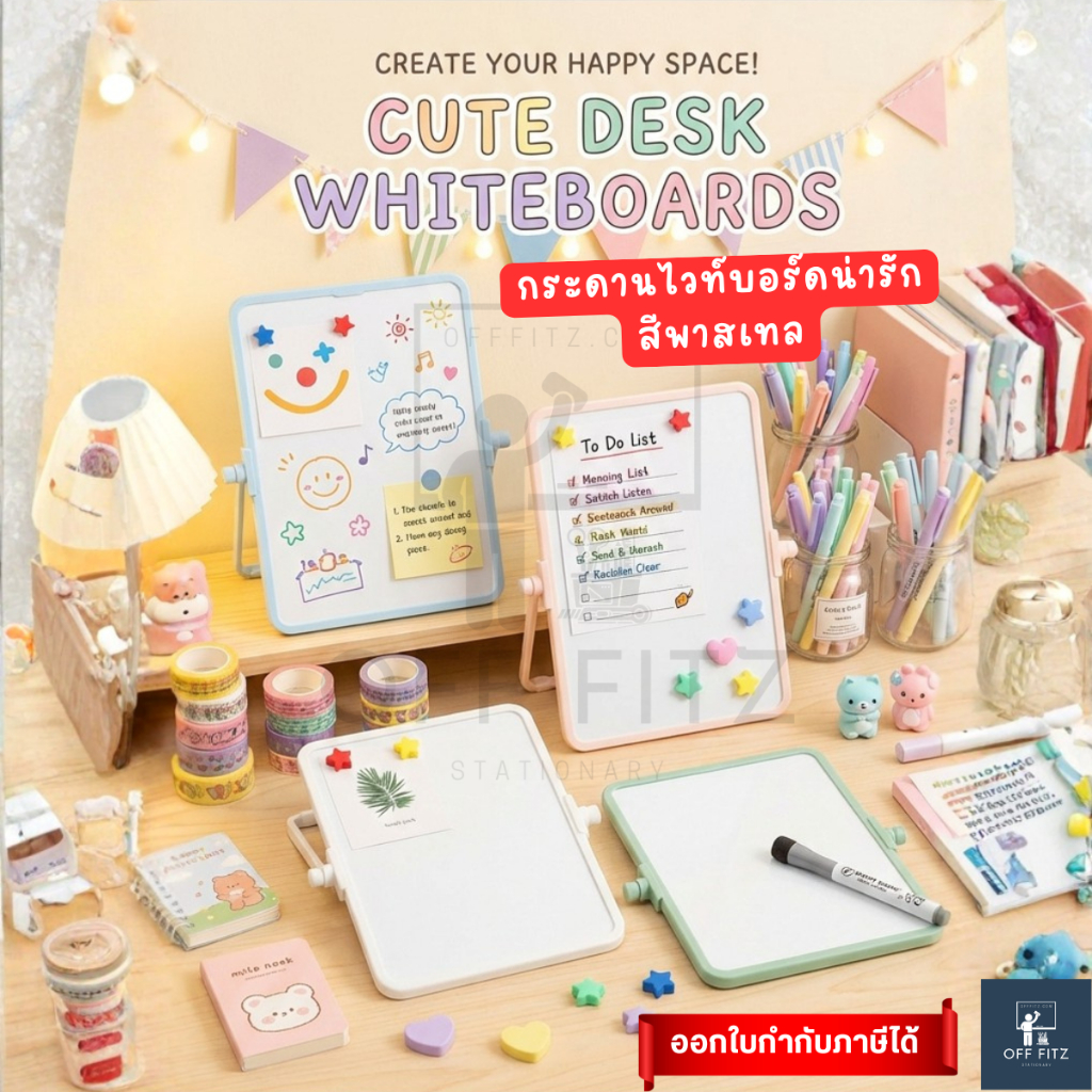 กระดานไวท์บอร์ดแม่เหล็ก สีพาสเทล สุดคิ้วท์ จดโน้ตก็ฟิน เขียนก็เพลิน ขอบมน ไม่แหลม