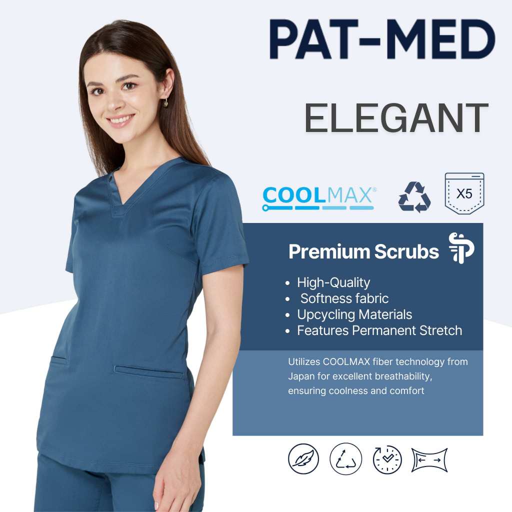 PAT-MED Scrubs Sets Top & Pants for Female รุ่น Elegant ชุดสครับแพทย์ พยาบาล (ไม่รวมปักชื่อ)