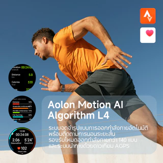 |สาย2เส้น| Aolon Cube Smartwatch GPS โทรออกได้ AMOLED กันน้ำ 1ATM & IP68 Heart Rate Monitoring โหมดกีฬา ส่งที่ชาร์จ