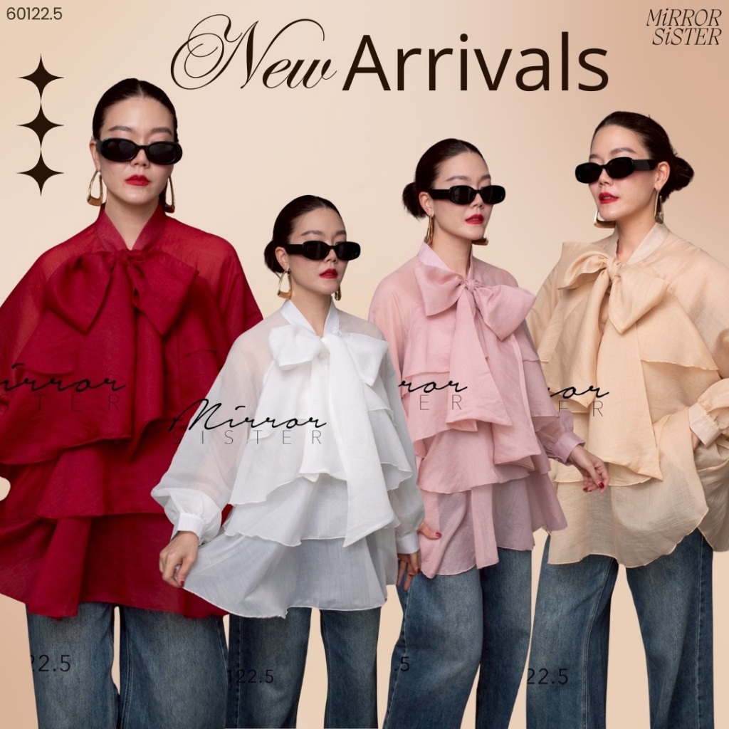 🔖Mirrorsister 60122.5 เสื้อทรงสวย เนื้อผ้าOrganza มีความโปร่งแสงและเงาเบาๆ แต่งระบายชั้นๆรอบตัว เพิ่มวอลลุ่มให้ลุคดูมิติ