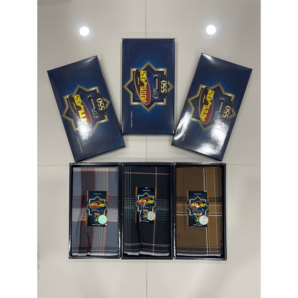 ผ้าโสร่งผู้ชาย ตราATLAS 550 ลายสวยๆ เนื้อดี ไม่ลื่น เย็บแล้ว