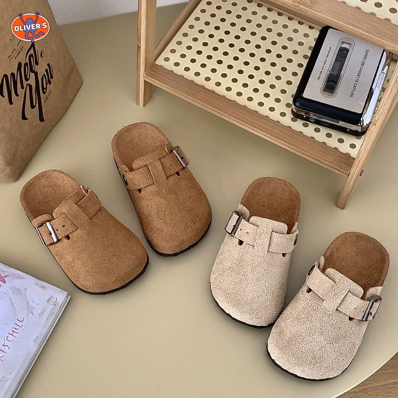 Birkenstock รองเท้าเบอร์เคนสต๊อก children shoes สำหรับเด็กผู้ชายและผู้หญิง ไม่ลื่น รองเท้าผู้ขี้เกียจ ดีไซน์เปิดส้น