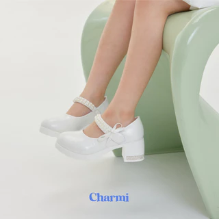 VIDA - CHARMI รองเท้าส้นสูงเด็กผู้หญิงสายคาดประดับมุกตกแต่งโบว์ ไซซ์ 31-36