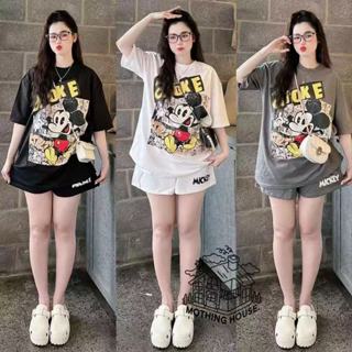 SGH0267 เซ็ตเสื้อยืดโอเวอร์ไซส์ลายการ์ตูน + กางเกงขาสั้น ใส่…