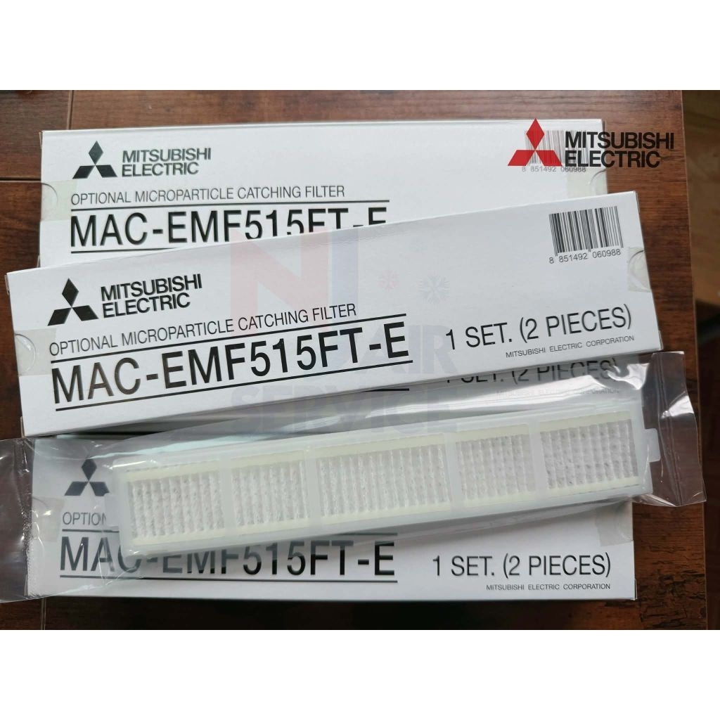 แผ่นกรองอากาศ Mitsubishi Electric แท้ รุ่น MAC-EMF515FT-E กรอง PM 2.5 (1 ชุด มี 2 ชิน แถมกรอบ)