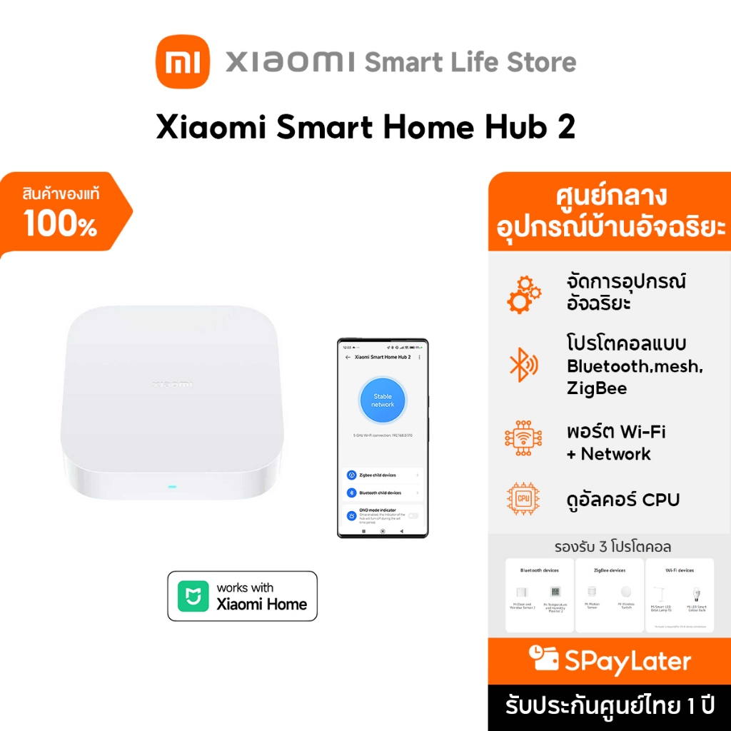 Xiaomi Smart Home Hub 2 ศูนย์กลางอุปกรณ์บ้านอัจฉริยะ I Bluetooth, Bluetooth Mesh, ZigBee I Wi-Fi แบน