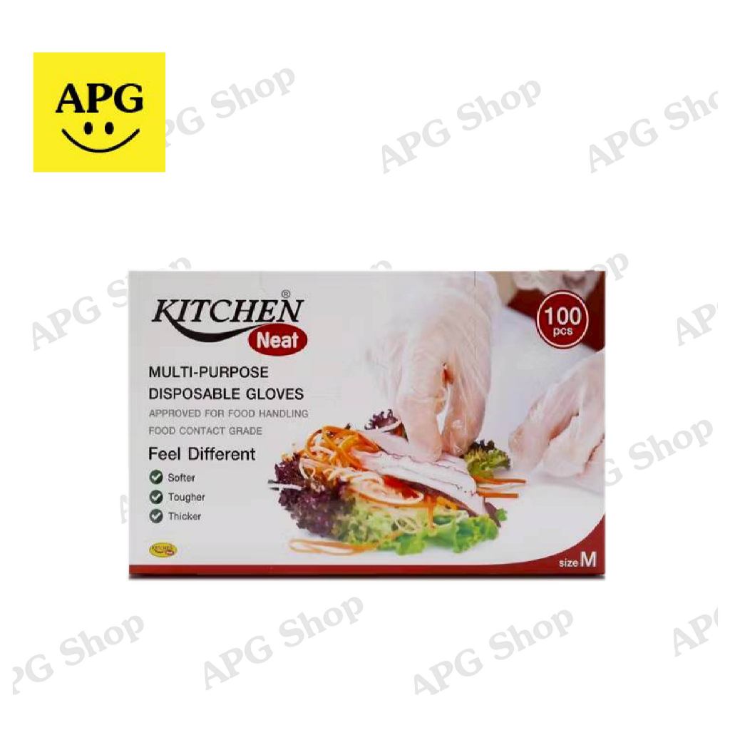 Kitchen Neat ถุงมือพลาสติก Food Grade ไซส์ M 100 ชิ้น