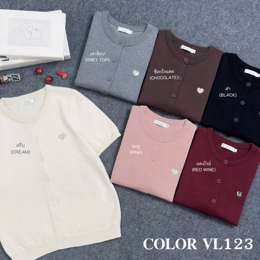 VILA | LOVELY SHORT VL123 เสื้อ Lovely แขนสั้น คอกลม โลโก้หัวใจ - รูปที่ 4