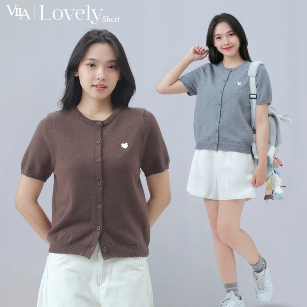 VILA | LOVELY SHORT VL123 เสื้อ Lovely แขนสั้น คอกลม โลโก้หัวใจ