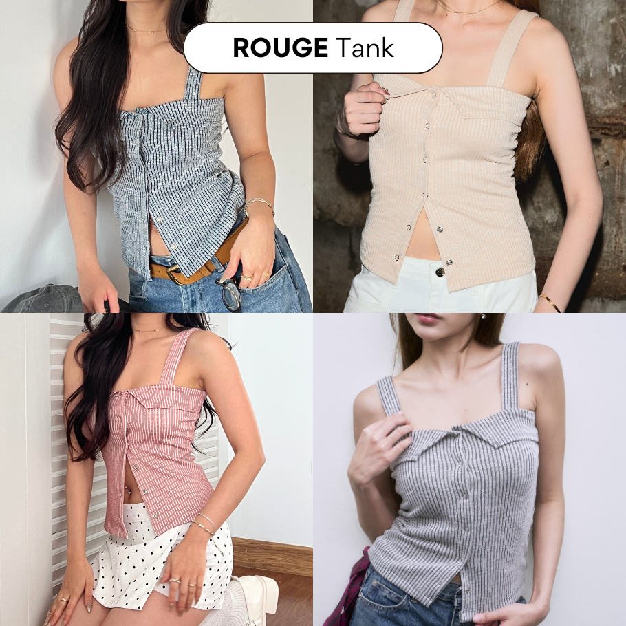 (!!พร้อมส่ง!!) Sistersfabric - Rouge Tank เสื้อกล้ามสายเดี่ยวผ้าร่อง กระดุมแป๊กแบบห่วงโลหะ