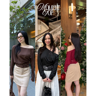 UIUI | MOMENT TOP เสื้อแขนยาวลูกไม้ระบายตรงเอว