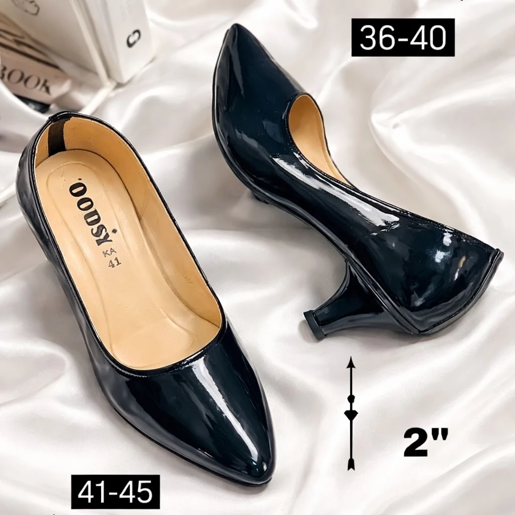 รองเท้าคัทชู Size 36 - 47 Bigsize 41 42 43 44 45 46 47 ไซส์ใหญ่ แบบหนังแก้ว ส้นสูง 2 นิ้ว