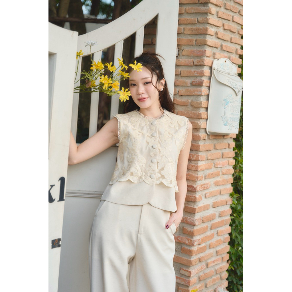 ร223 GLAM SETพร้อมส่งสีฟ้า/ครีมพรี10วันค่ะ ☀️ แขนสั้น set2pcs. เสื้อแขนสั้นคอวีเนื้อผ้าฝ้ายพรีเมี่ยมดีไซน์เสื้อ2เลเยอร์