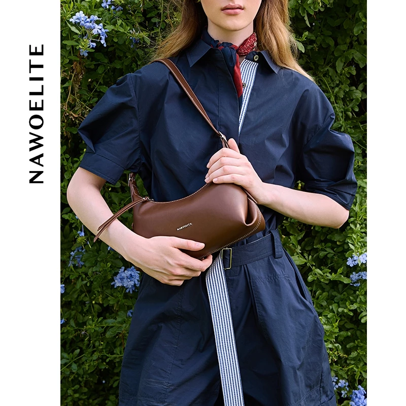 NAWOELITE Crescent Bagหนัง PUคลาสสิก กระเป๋าสะพายไหล่สายปรับได้ที่ทันสมัยและเรียบง่าย shoulderbag/กระเป๋าถือ/bag