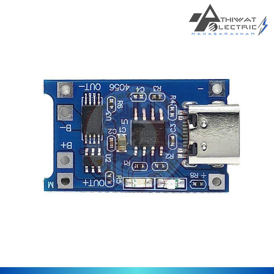 โมดูลชาร์จแบตเตอรี่ TP4056 1A สำหรับแบตเตอรี่ลิเธียม 18650 Type-C
