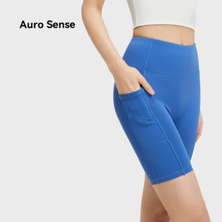 Auro Sense กางเกงโยคะเอวสูง ความยาว 3 ส่วน กางเกงวอร์มมีกระเป๋า เหมาะสำหรับเล่นกีฬาและวิ่ง