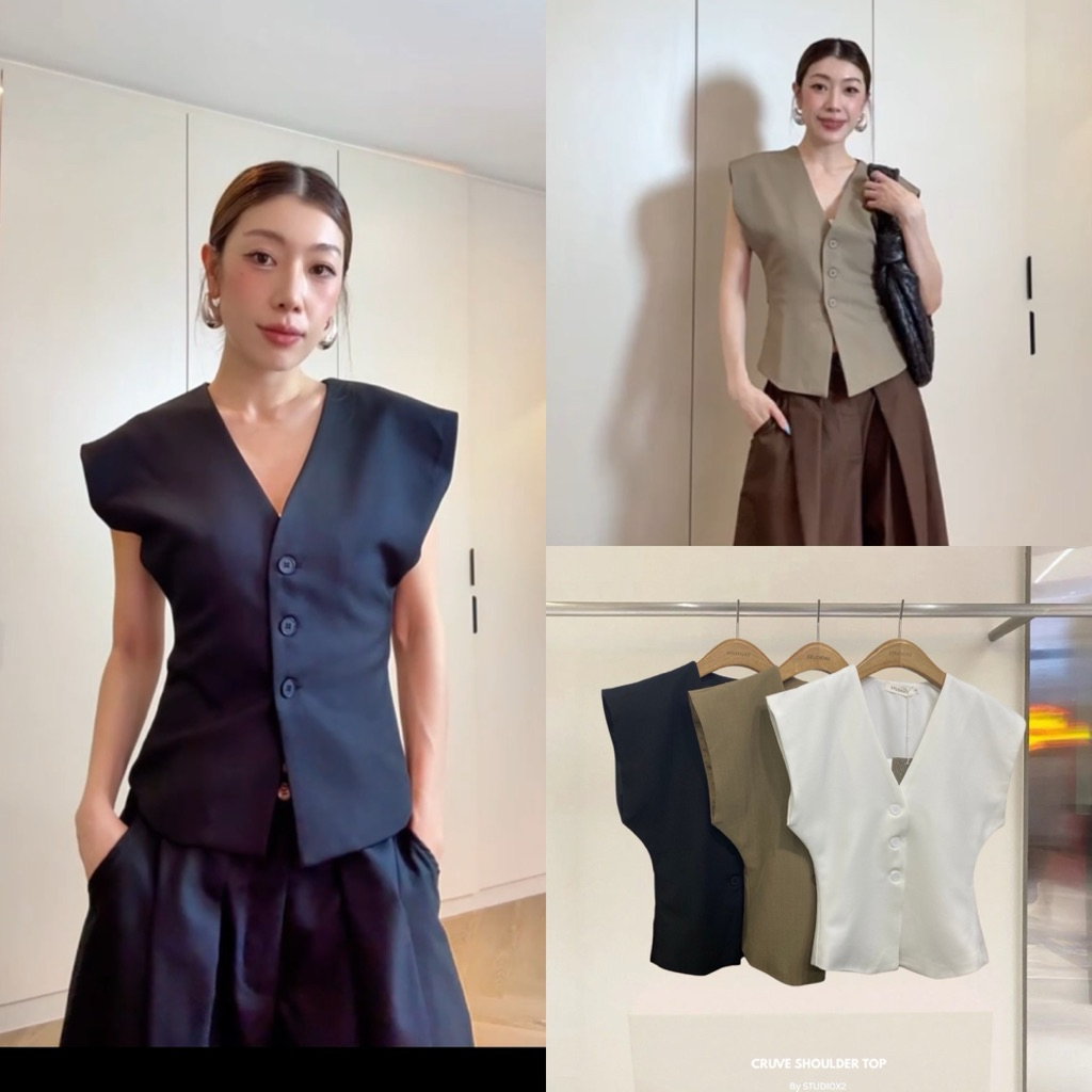 ส่งด่วน 🛵 #1065 STUDIOX2 V NECK เสื้อสูทแขนล้ำเสื้อสูทแขนล้ำคอวี