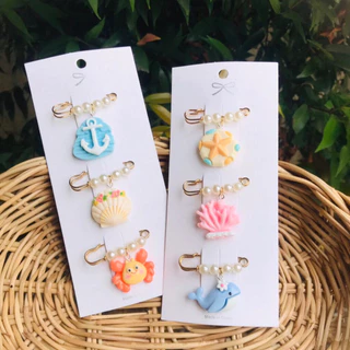 Nov2 เข็มกลัดสีคนท้อง 3 ชิ้น ขนาด 3.5 ซม. ติดแน่น ไม่เป็นรู brooch ติดเสื้อผ้า กระเป๋า ฮิญาบ ปรับเอวกางเกง