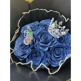 ดอกไม้กุหลาบกลิตเตอร์วาเลนไทน์7ดอกแถมผีเสื้อทุกช่อ