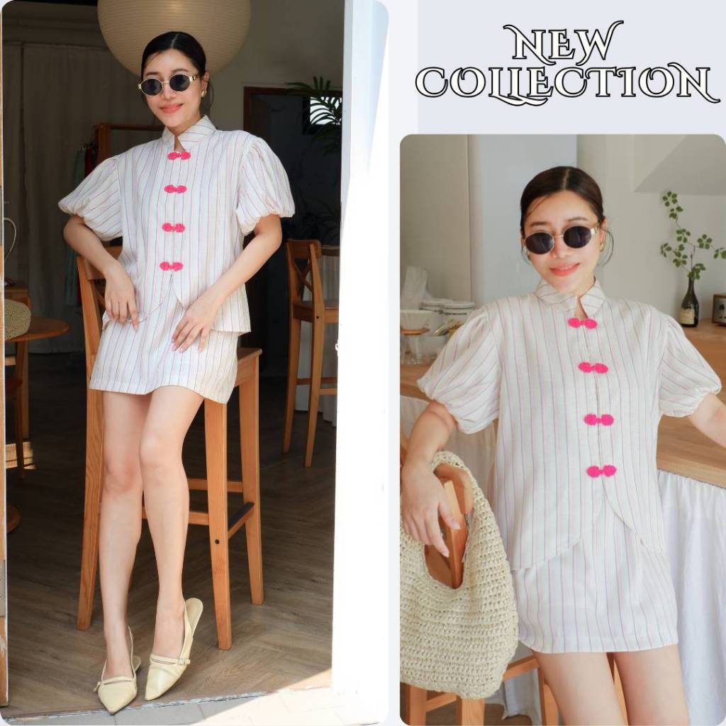 [ส่งฟรี] DAISY เซตเสื้อเชิ้ปกบัว + กระโปรงสั้นซับในเป็นกางเกง ยางยืดรอบตัว CARDIGAN_NISTA - รูปที่ 2