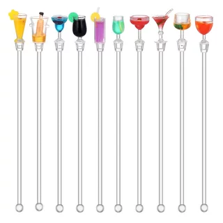 แท่งกวนเครื่องดื่มค็อกเทล ขนาด23ซม. 10ชิ้น ตกแต่งมินิสีสันสดใส สีสุ่ม สำหรับบาร์และครัวเรือน