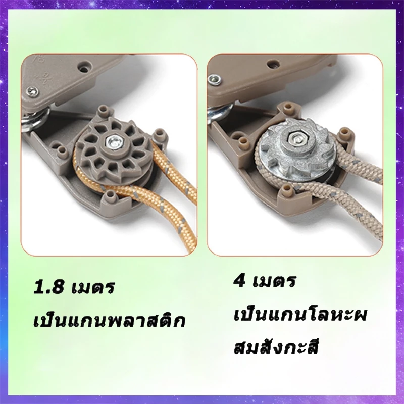 BSCCHOME เชือกเต็นท์พร้อมรอกปรับระดับได้ 1/8 นิ้ว ยาว 4 เมตร thumbnail 7