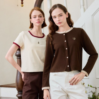 PREM เสื้อแขนยาว มูนไลท์ เสื้อคาดิแกน แต่งทูโทน ผ้าไหมพรม นุ…