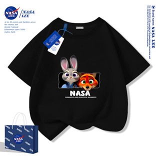 【ส่งวันนี้】เสื้อยืดแขนสั้นเด็ก NASA ผ้าฝ้ายทรงหลวม สำหรับเด็…
