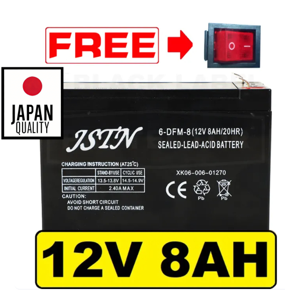แบตเตอรี่ตะกั่วกรด 12V 8Ah แบบไม่ต้องบำรุงรักษา สำหรับอุปกรณ์ทางการเกษตร