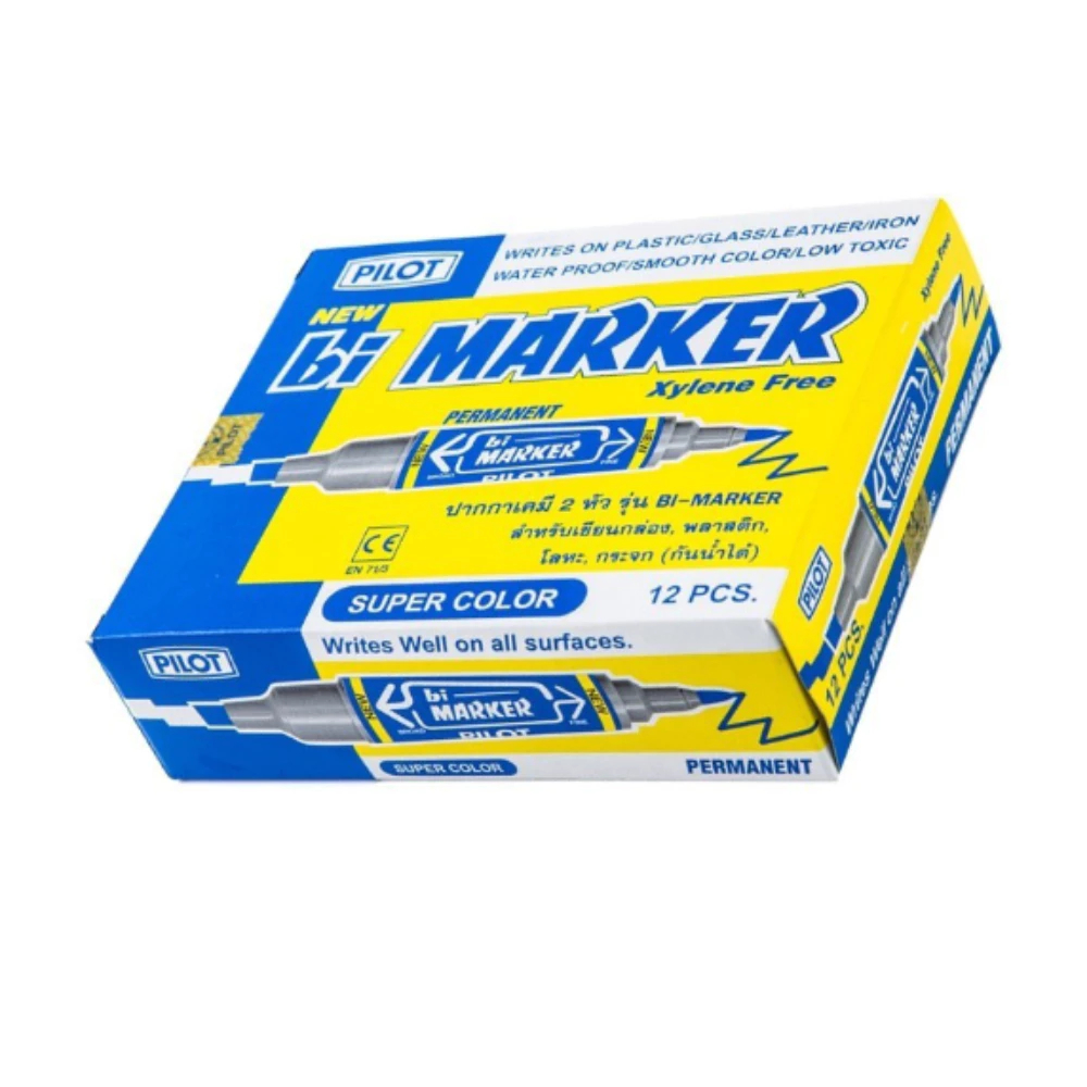 (1กล่อง/12ด้าม) PILOT ปากกามาร์คเกอร์ 2 หัว น้ำเงิน ดำ แดง Permanent Marker Bi-Marker