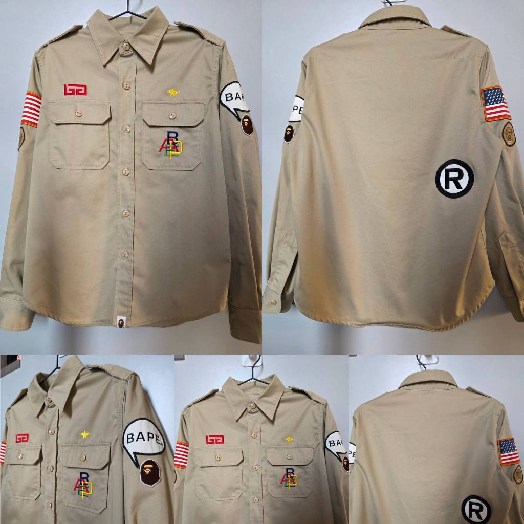 [ ของแท้ ] เสื้อเชิ้ตแขนยาว Bape A Bathing Ape (Size M 46/28) มือสอง สภาพดีมาก พร้อมส่ง