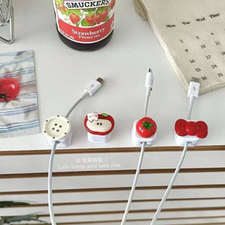 🍎🎀｛พร้อมส่ง! }  ตัวงับสายชาจแปะโต๊ะ รูปทรงกระดุม/มะเขือเทศ/แ…
