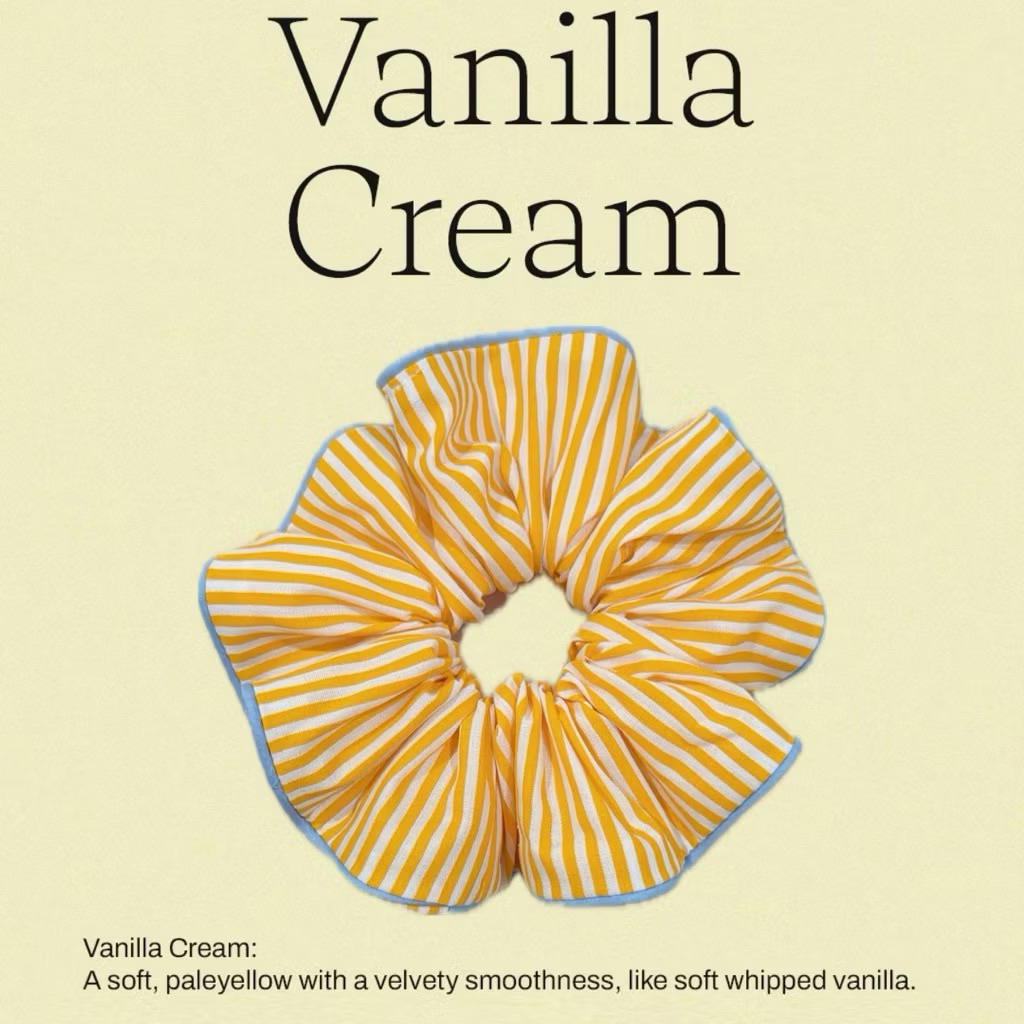 Vanilla Cream🧀✨  ยางรัดผม ขนาดใหญ่ Scrunchies ยางรัดผมโดนัท สไตล์เกาหลี ยางมัดผม