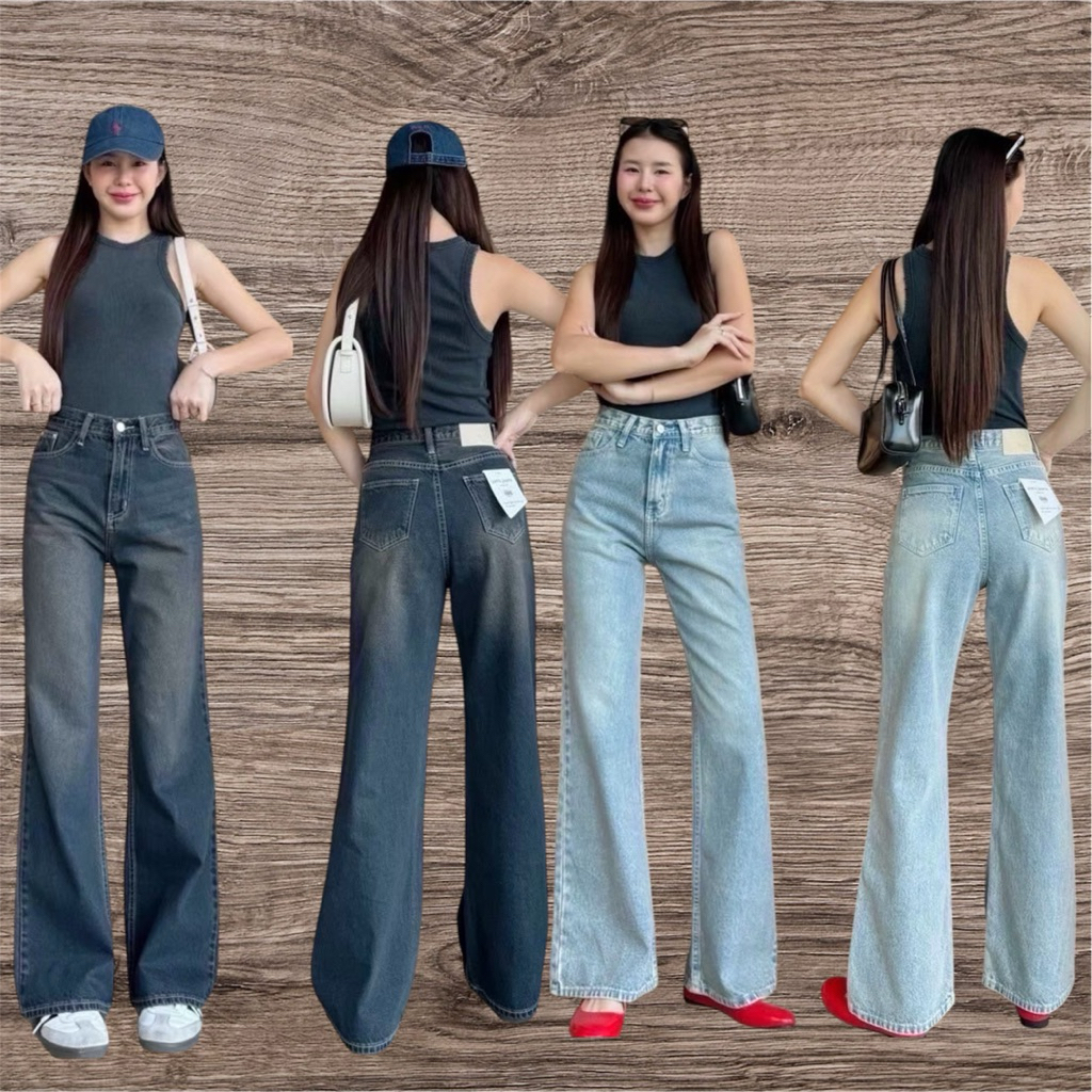 ก5 ยีนส์กระบอกปลายขาม้า ยาว 41 ถึง 42 นิ้ว ผ้าไม่ยืดเนื้อผ้าไม่บางมีสองสีให้เลือกใส่สบาย