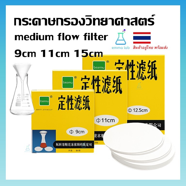 กระดาษกรอง กระดาษกรองสำหรับห้องวิทยาศาสตร์ ขนาด 9 cm 11 cm และ 15 cm
