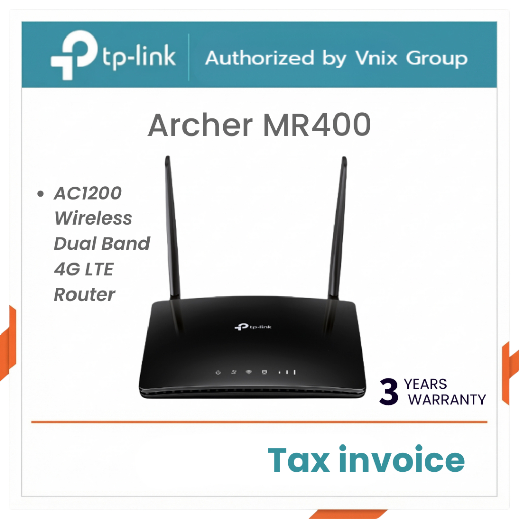 Archer MR400 TP-Link เราท์เตอร์ AC1200 Wireless Dual Band 4G LTE Router By Vnix Group