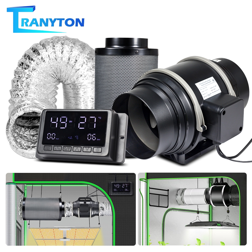 EC Air filter ชุดกรองอากาศ Grow Tent SMART พัดลมระบายอากาศ/ ไส้กรองคาร์บอน/ ท่ออลูมิเนียม/ ตัวควบคุมเต็นท์เติบโต มอเตอร์