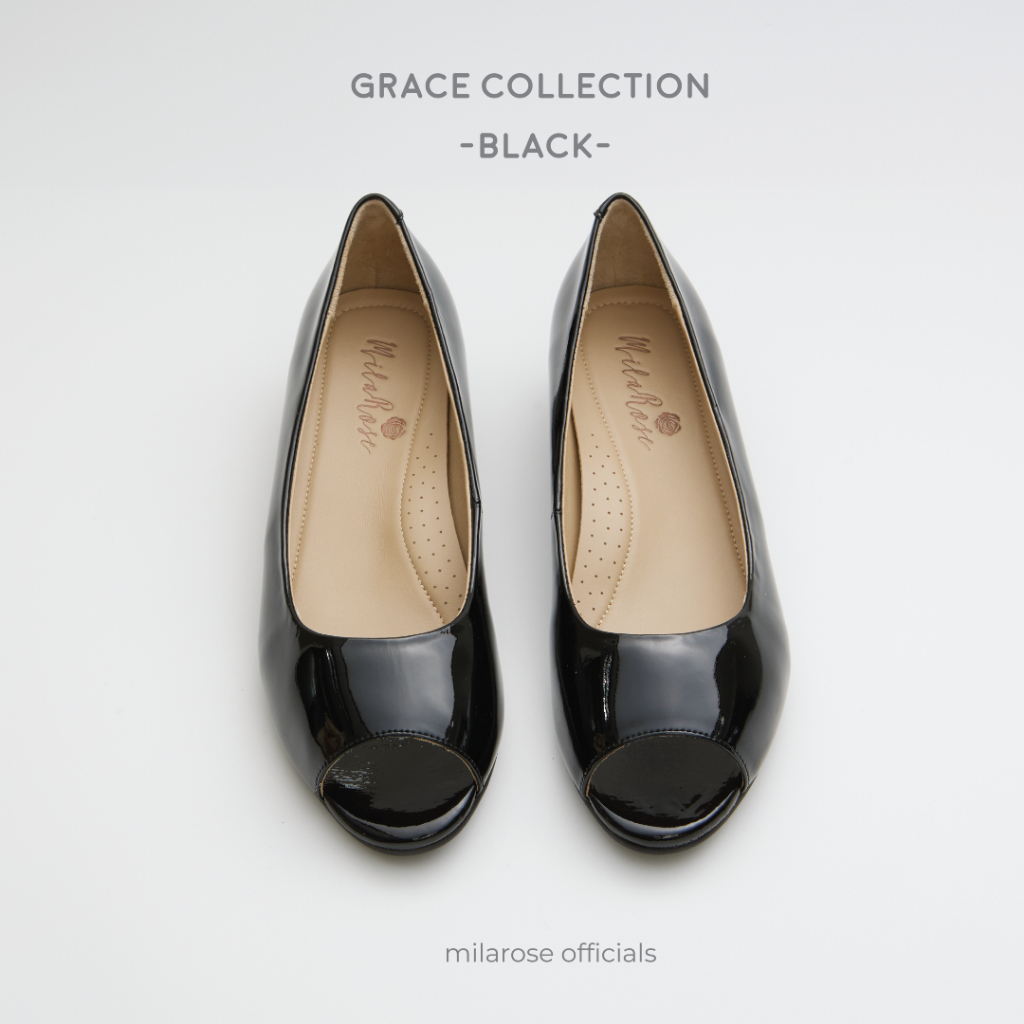 MILAROSEรองเท้าหนังแก้ว รุ่นGRACE 7389-1 สไตล์เรียบๆ