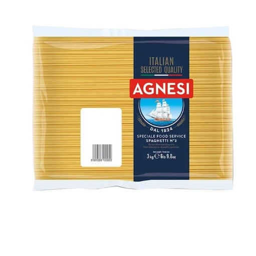 แอคเนซี สปาเกตตี เบอร์3 ห่อใหญ่/ Agnesi spaghetti no.3 3 Kg.