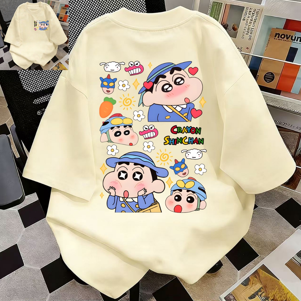 【จัดส่งภายใน 24 ชั่วโมงในกรุงเทพฯ】AD8896ลายพิมพ์ชินจัง เสื้อยืดแขนสั้นคอกลม ทรงหลวม ผ้าคอตตอน 100% ระบายอากาศ ใส่สบาย – โปรปัง
