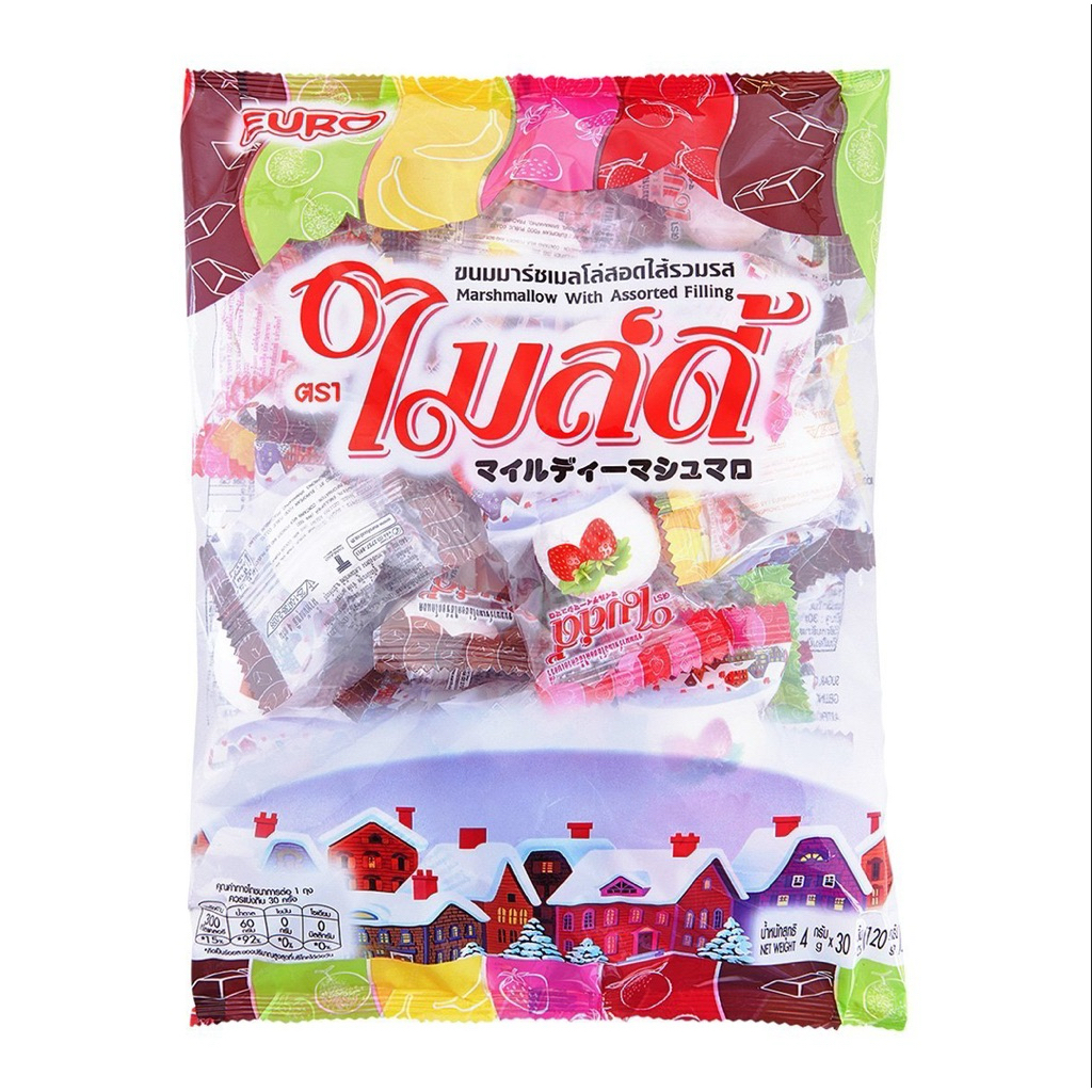 ไมล์ดี้ มาร์ชเมลโล่เคลือบสอดไส้ (แพ็คละ 30 ชิ้น) พร้อมส่ง มี 2รสให้เลือก