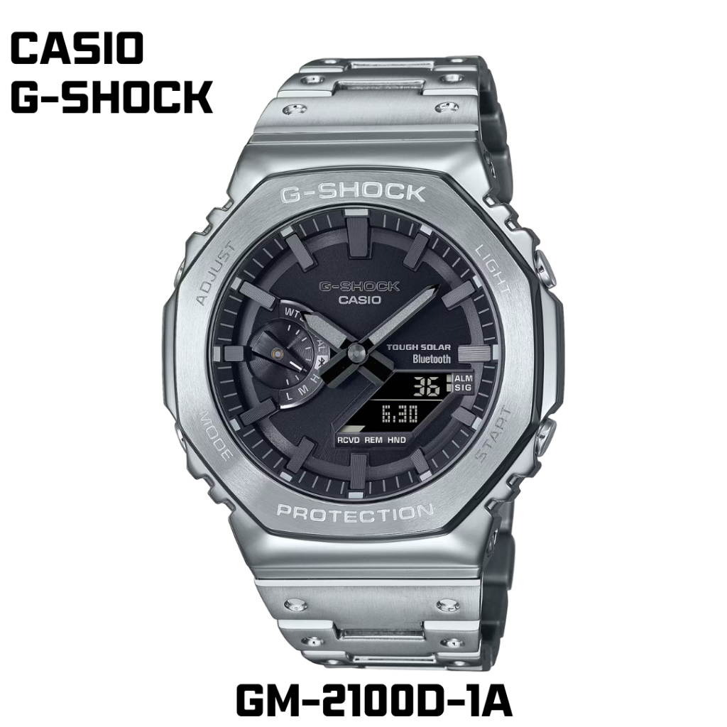 นาฬิกา GM-B2100D-1A กรอบโลหะ สายสแตนเลส หน้าปัดทรงแปดเหลี่ยม อนาล็อก-ดิจิตอล พร้อมส่ง