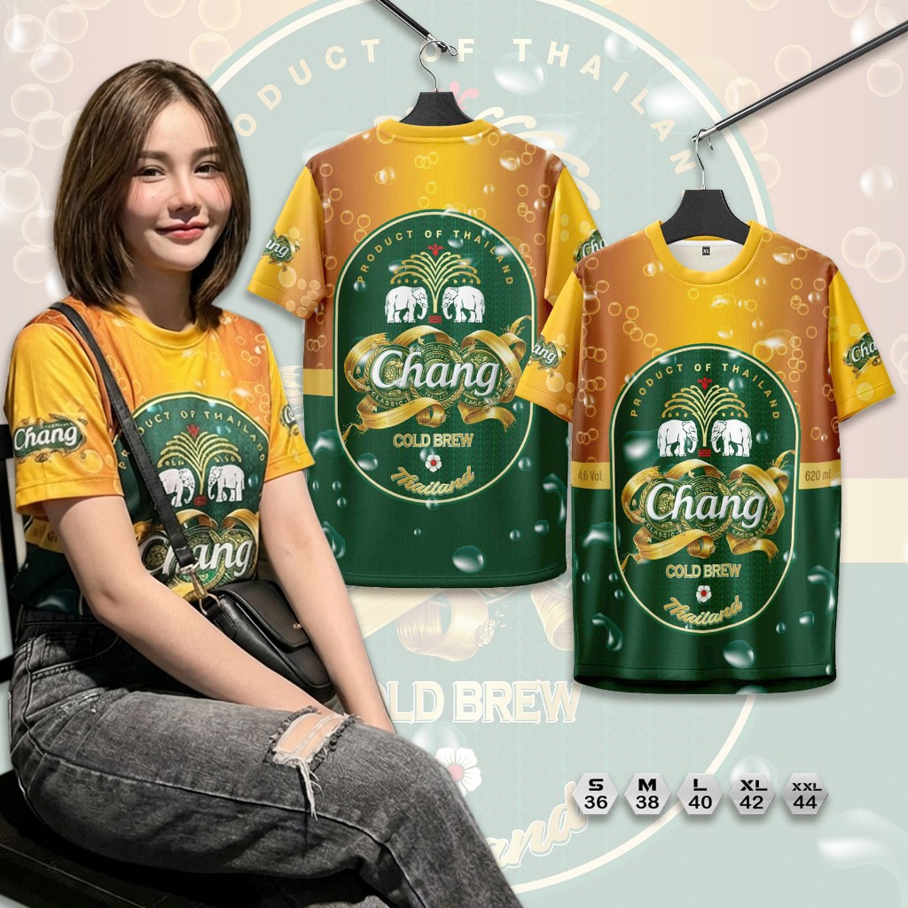 เสื้อคอกลมกีฬาลายช้างทองใส่สบายระบายอากาศผ้าไมโคร(N33)