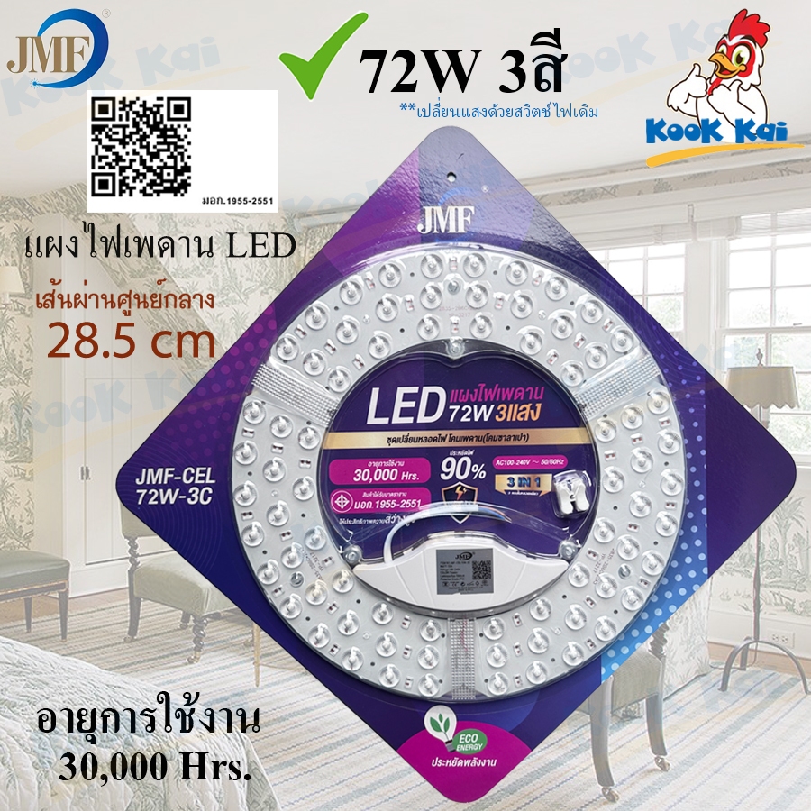JMF แผงไฟแม่เหล็ก LED 28W 36W 48W 60W 72W เปลี่ยนได้ 3 แสง(เฉพาะบางขนาด)แผงไฟเพดานกลม แผ่นซิป สําหรับเปลี่ยนโคมไฟเพดาน
