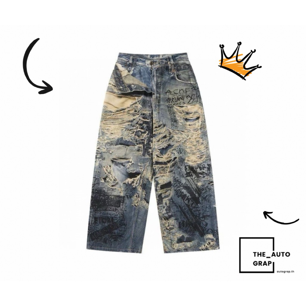 [The_Autograp] ยีนส์ทรงกระบอก Jeans Size S - XL