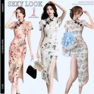 จัดส่งจากกรุงเทพ-สไตล์จีนปรับปรุงชุดกี่เพ้ายาวชุดเดรสพิมพ์ลา…