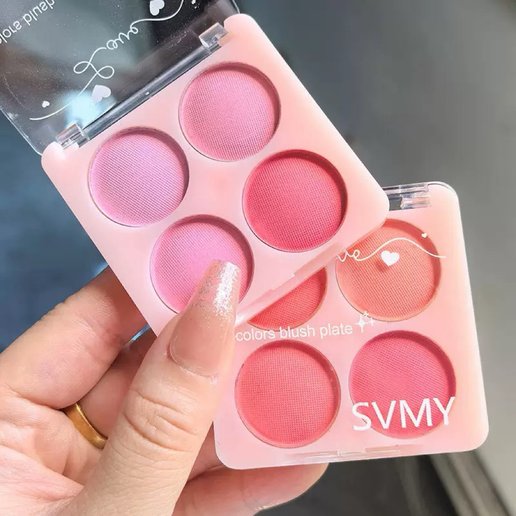 บลัชออน SVMY Blusher แบรนด์แท้สีสวย โทนส้ม โทนพีช 4 สี เนื้อฝุ่น เกลี่ยง่าย กันน้ำ ติดทน