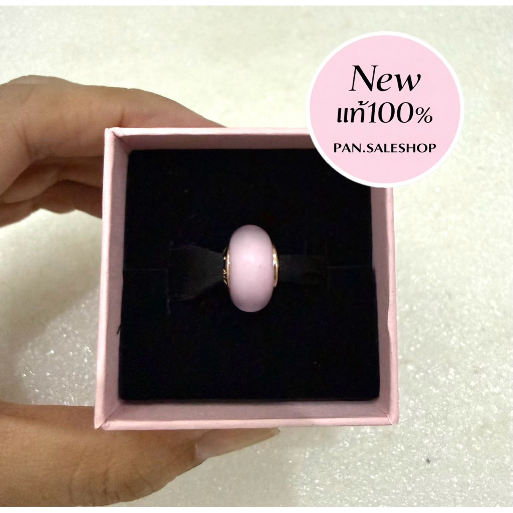 [พร้อมส่ง แท้100%]Rose charm with frosted pink murano glass - รูปที่ 4