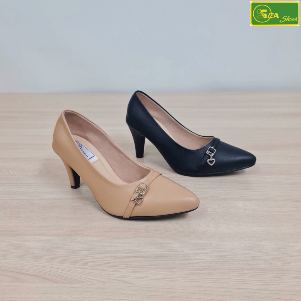 SEA Shoes(ซีชูส์) 9756-023 รองเท้าคัทชู ส้นสูง ดีไซน์เรียบหรู  ใส่ทำงาน